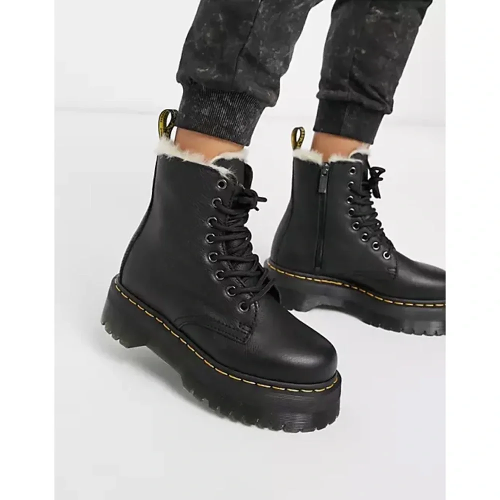 DR. MARTENS Jadon Leather Faux Fur Lined Platform Boots US Size 8M - 9L